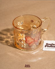 Embossed Butterfly Clear Glass Mug