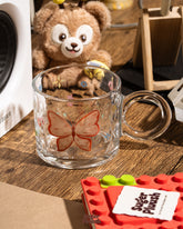 Embossed Butterfly Clear Glass Mug