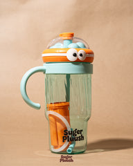 Kawaii Eye Water Bottle with Straw & Handle