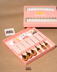 Kawaii Cartoon Character Gold Cutlery Set (6-Piece)