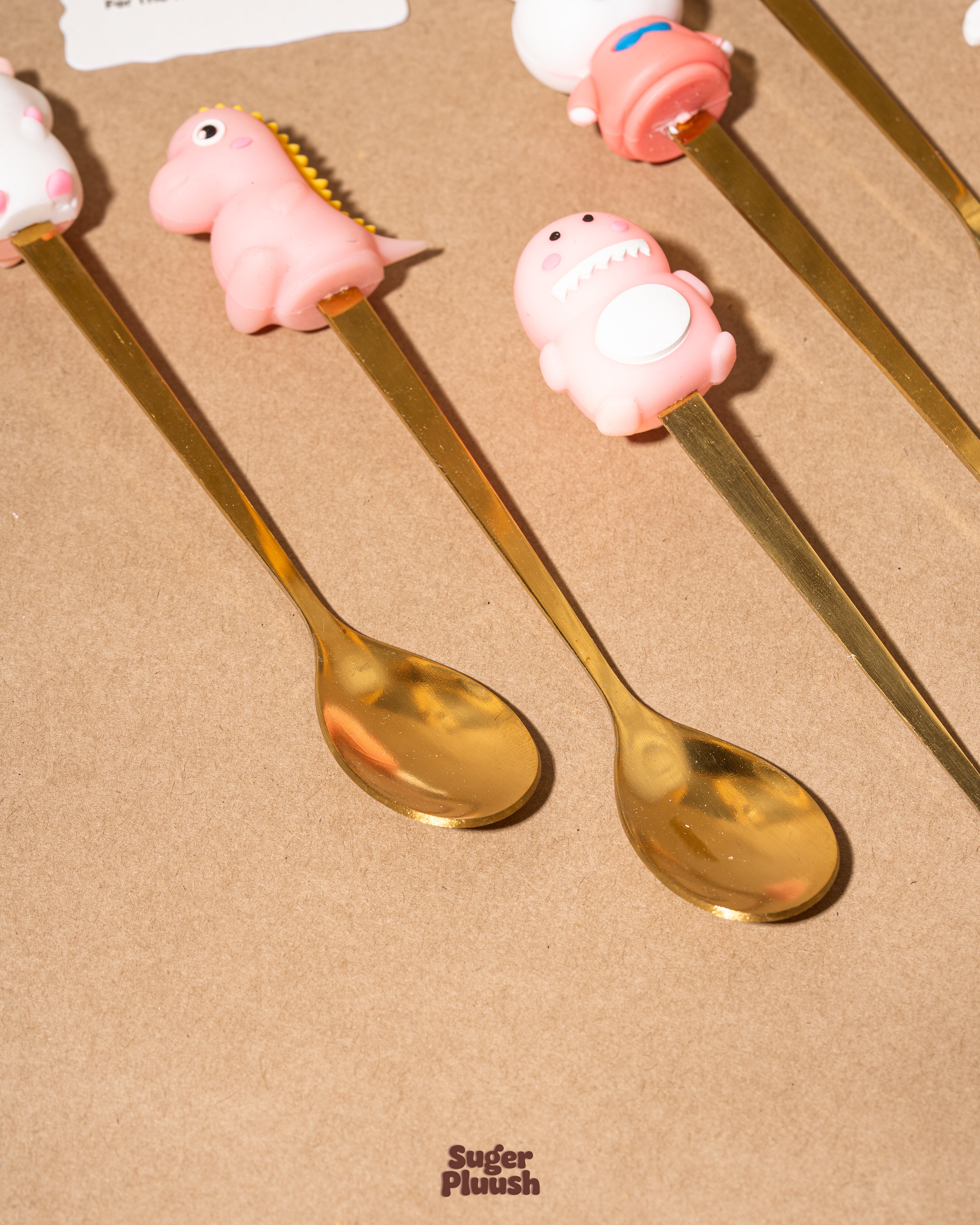 Kawaii Cartoon Character Gold Cutlery Set (6-Piece)