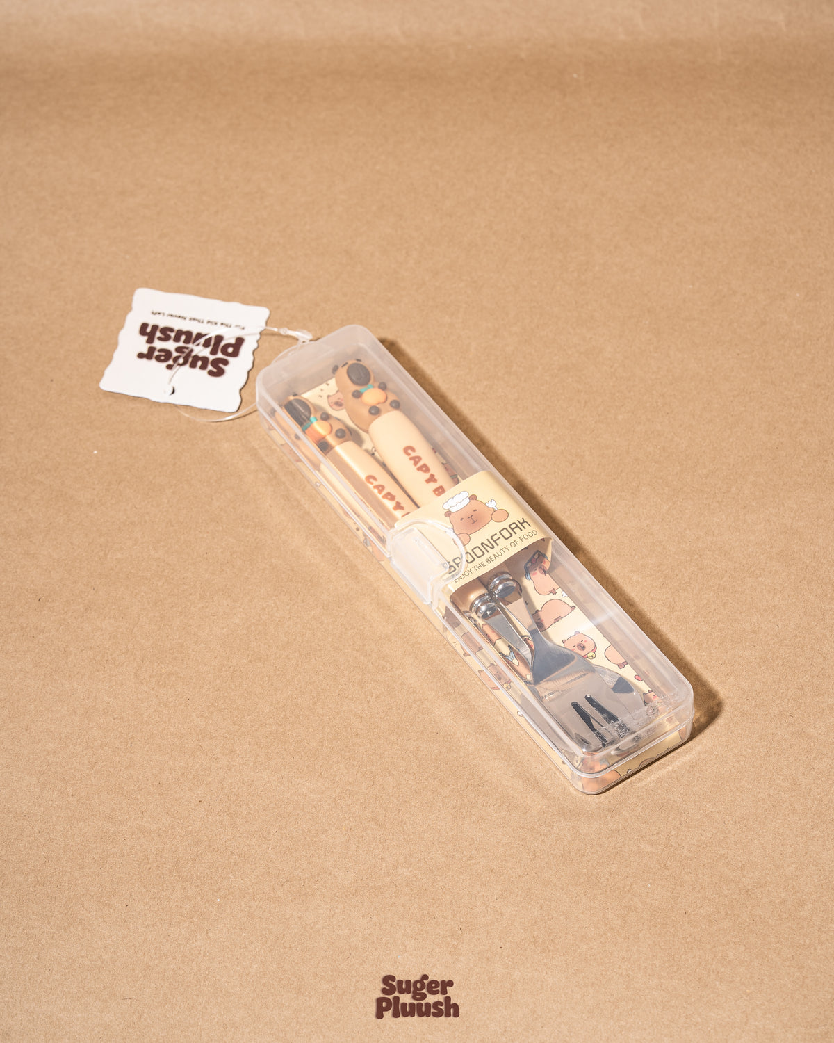 Cute Capybara Stainless Steel Fork & Spoon Set with Case
