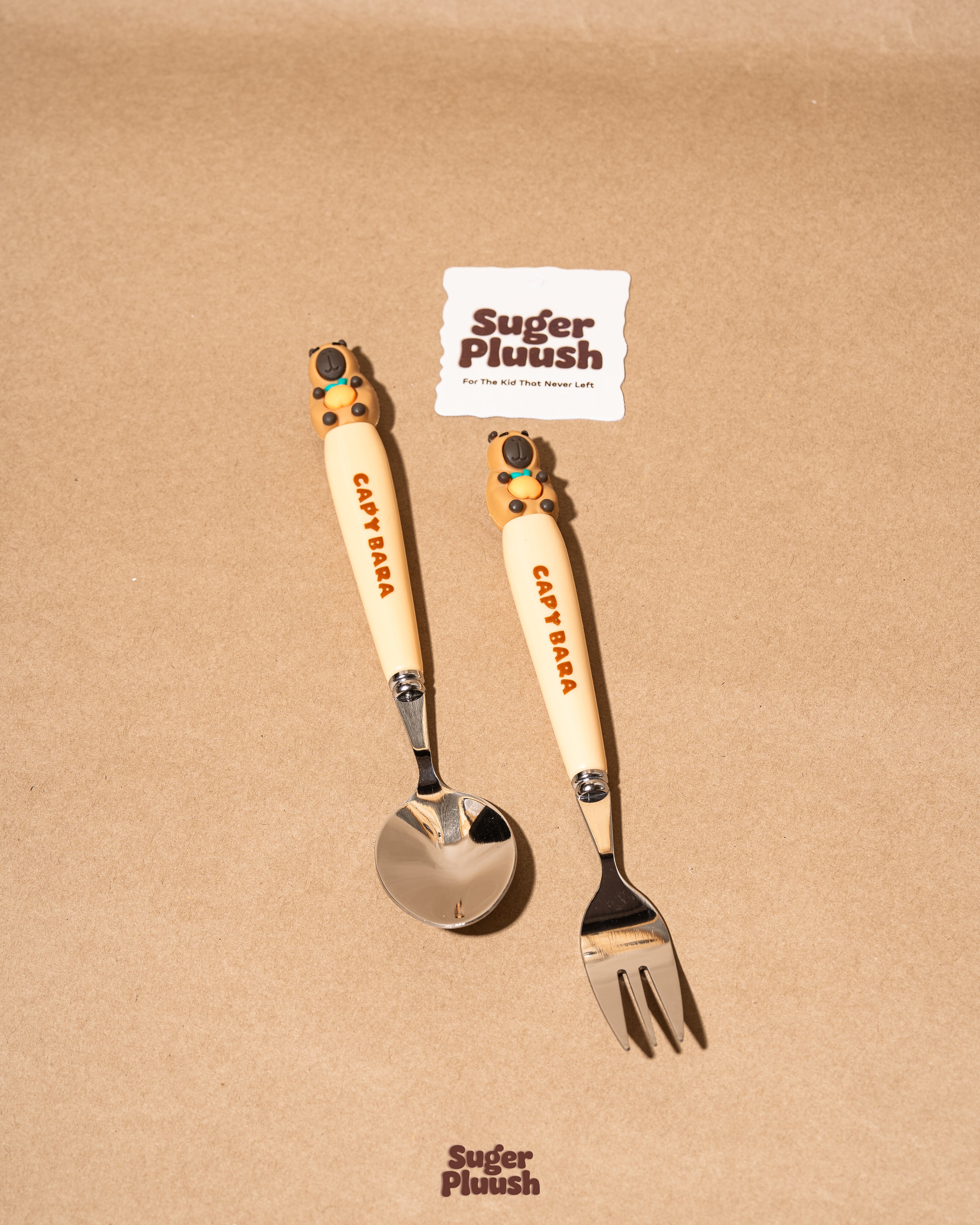Cute Capybara Stainless Steel Fork & Spoon Set with Case