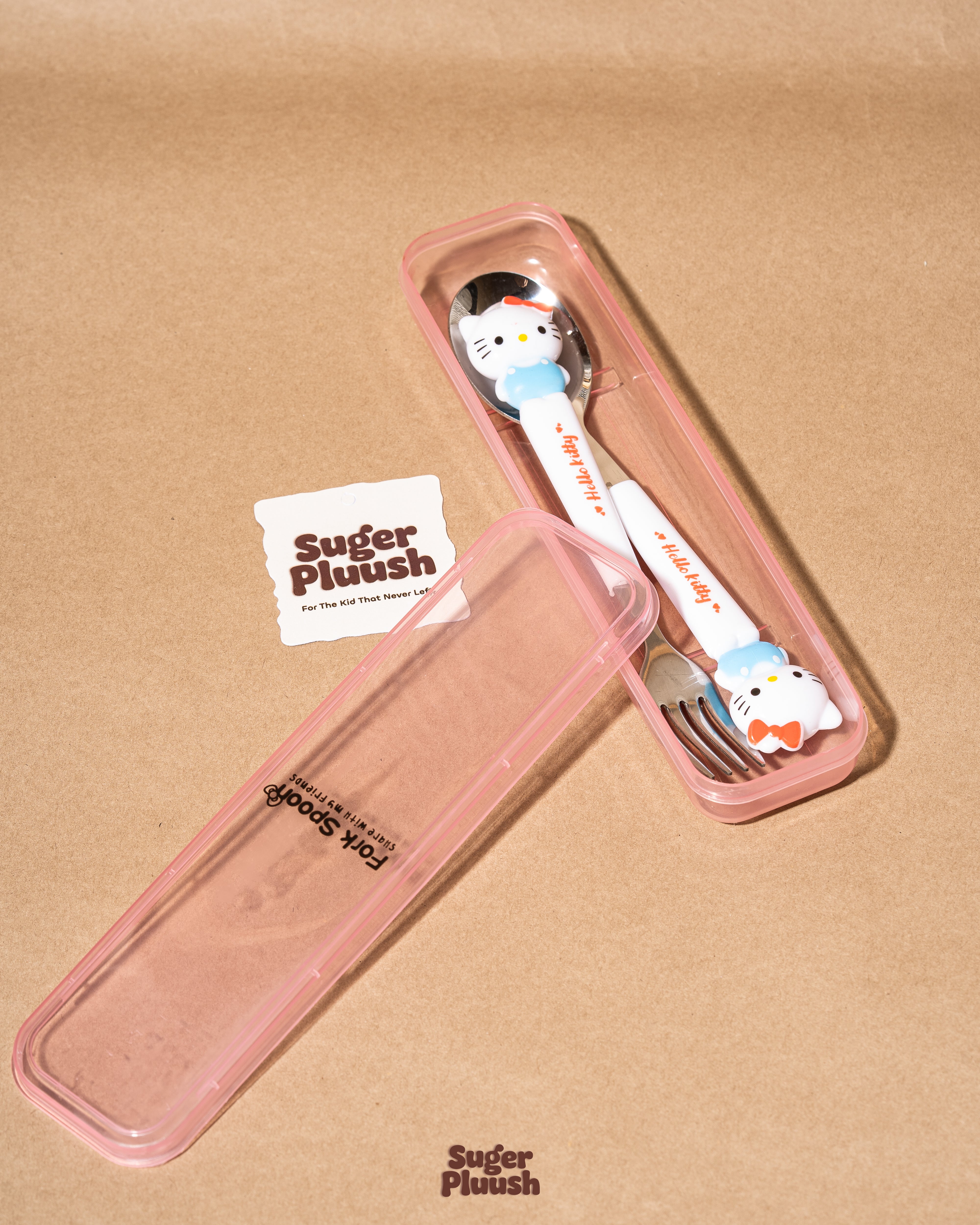Kawaii Hello Kitty Fork & Spoon Set with Travel Case
