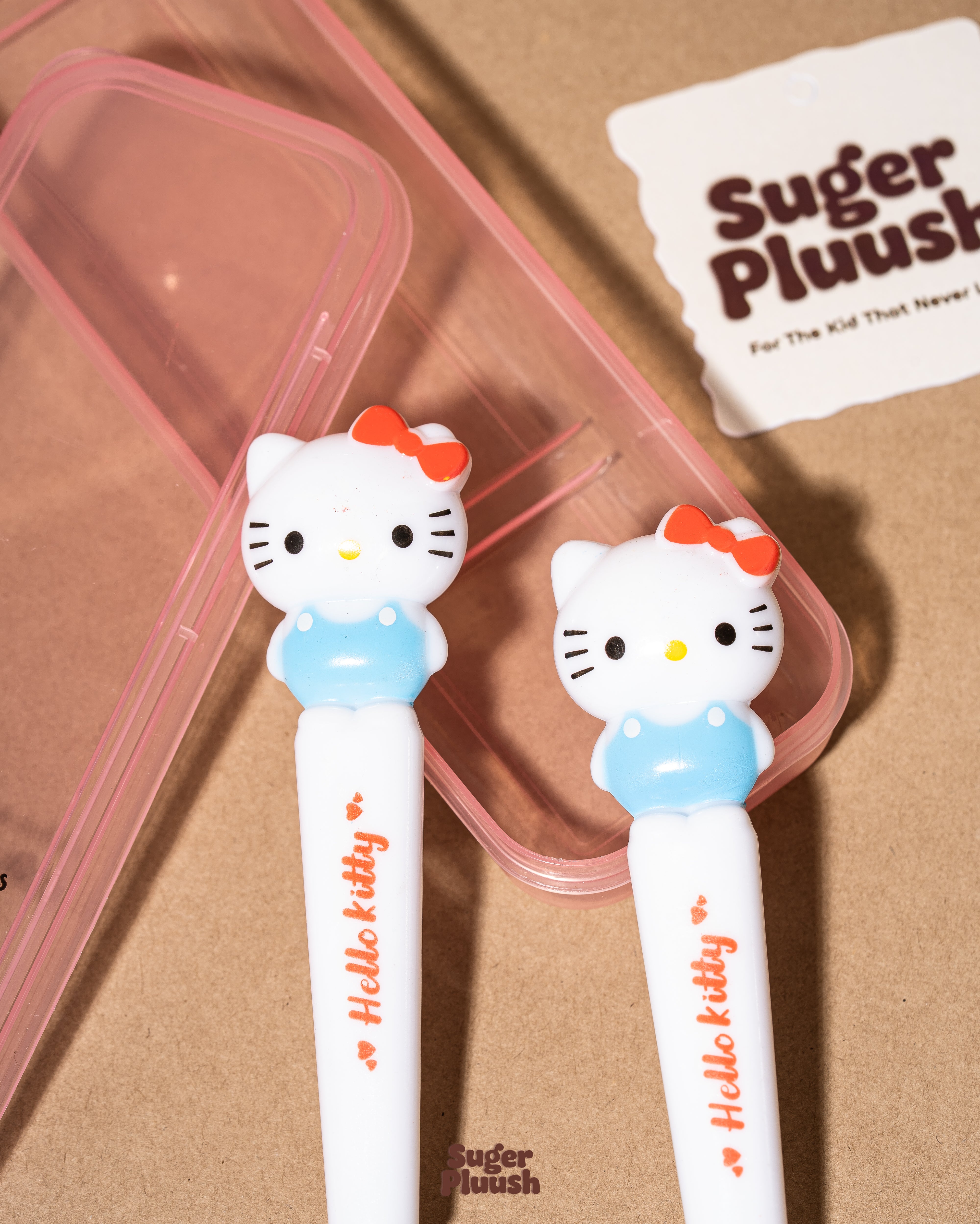 Kawaii Hello Kitty Fork & Spoon Set with Travel Case