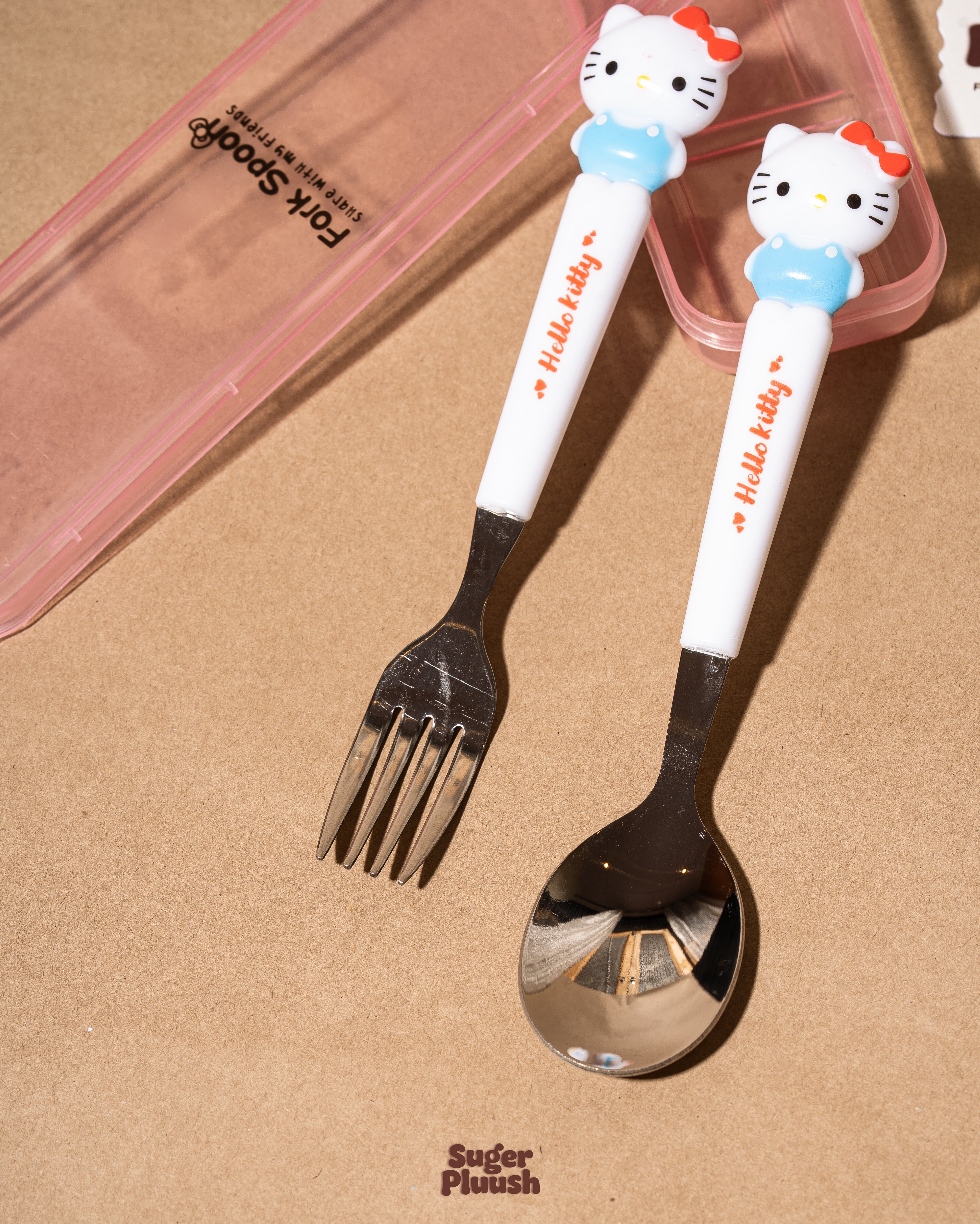 Kawaii Hello Kitty Fork & Spoon Set with Travel Case