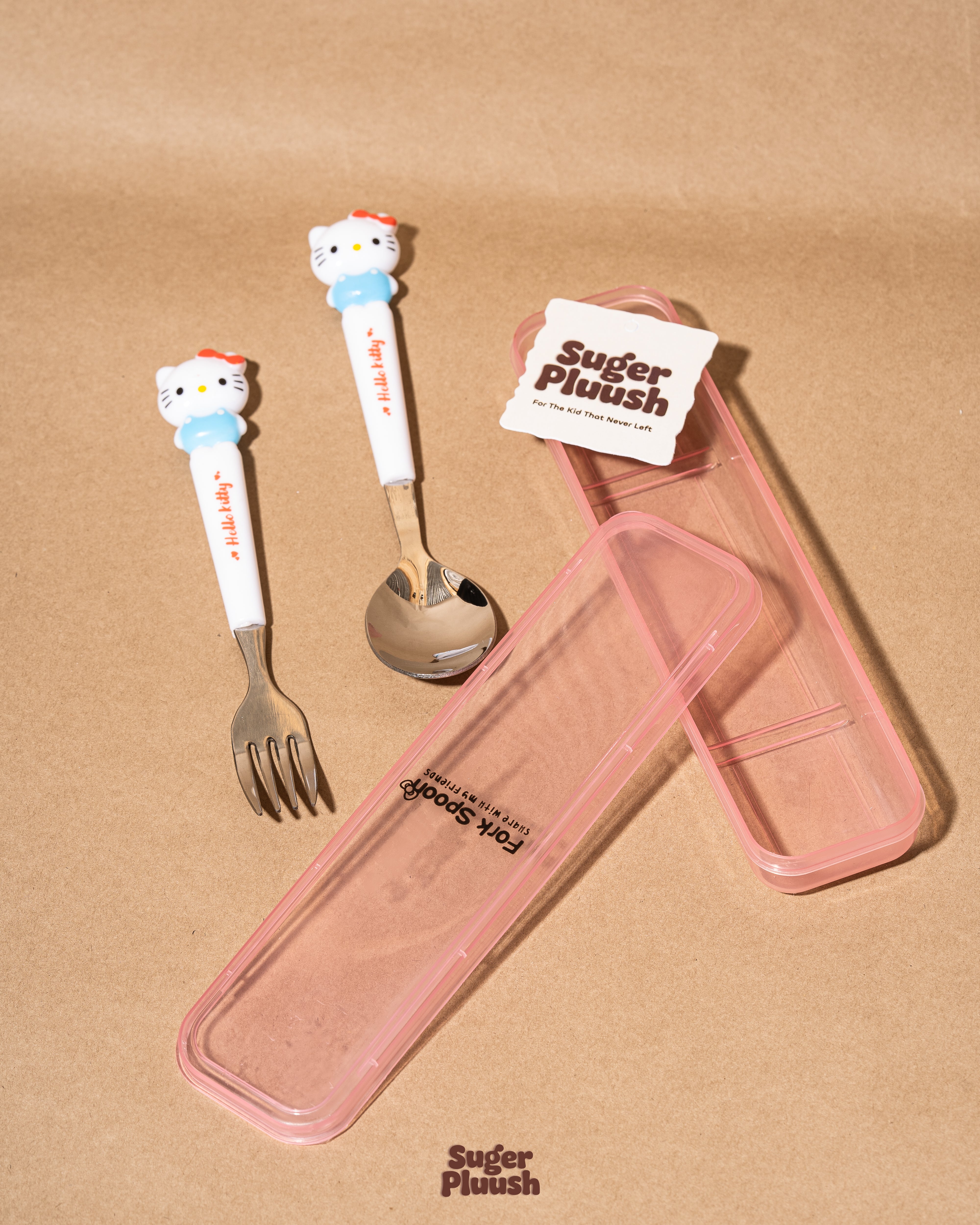 Kawaii Hello Kitty Fork & Spoon Set with Travel Case