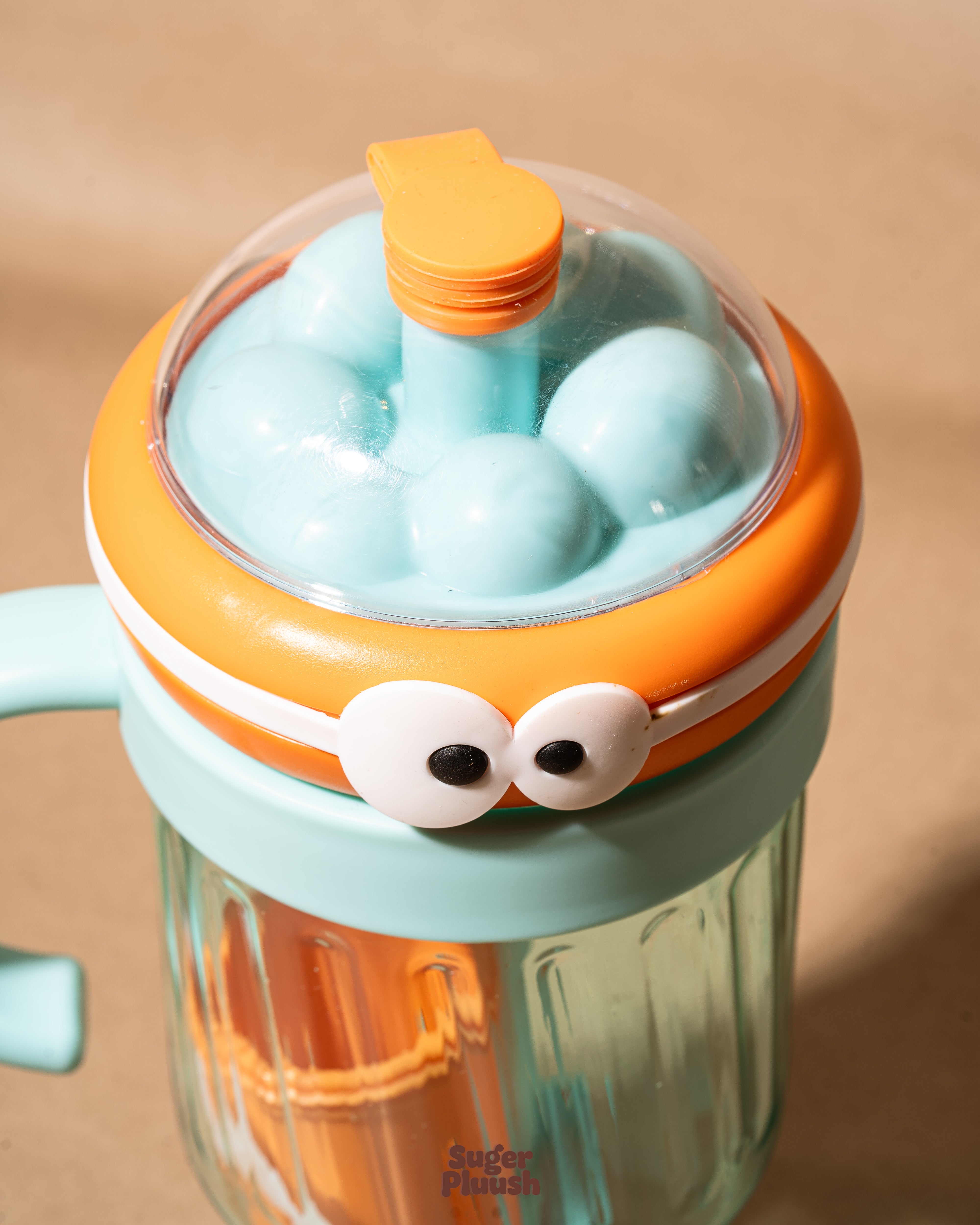 Kawaii Eye Water Bottle with Straw & Handle