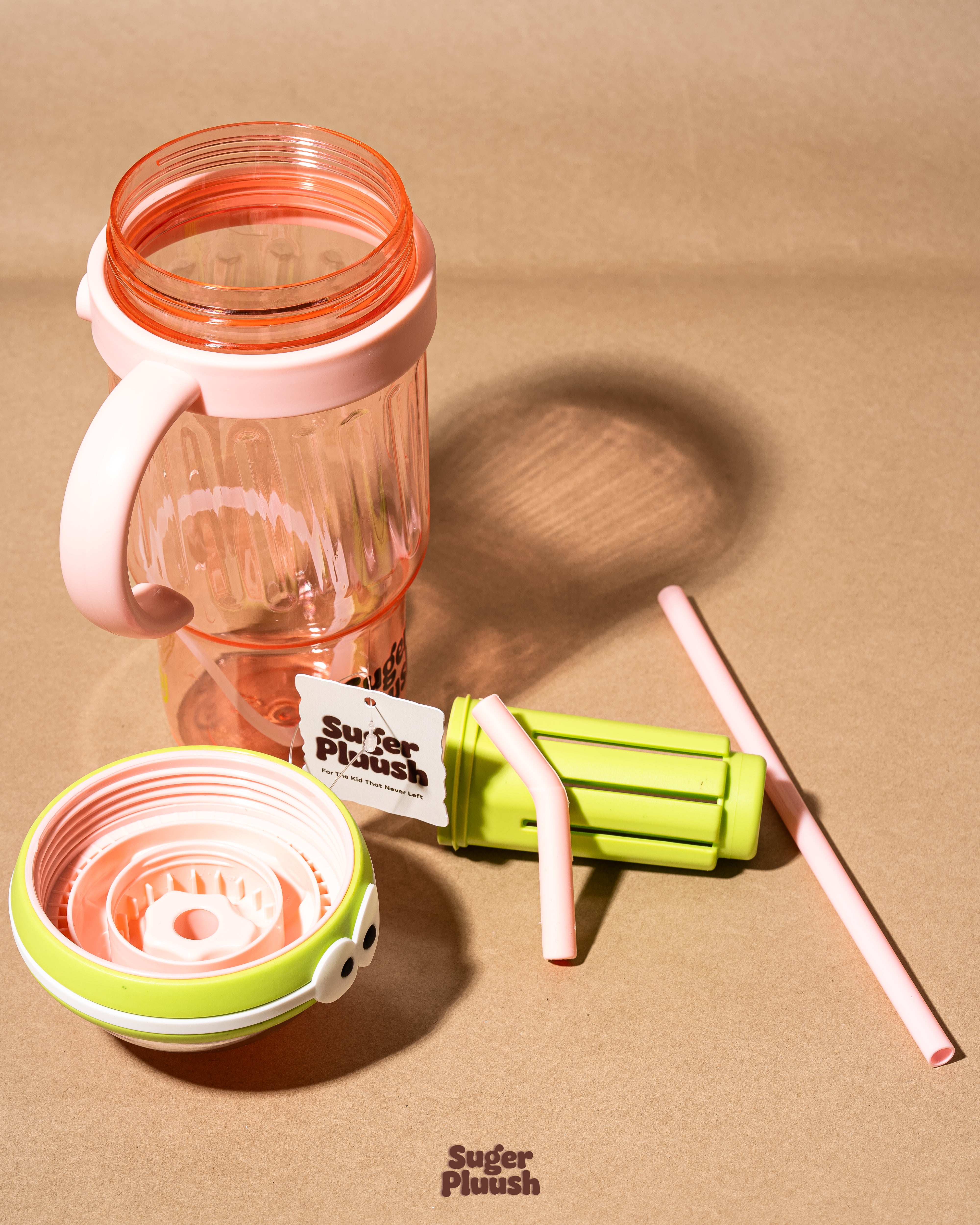 Kawaii Eye Water Bottle with Straw & Handle