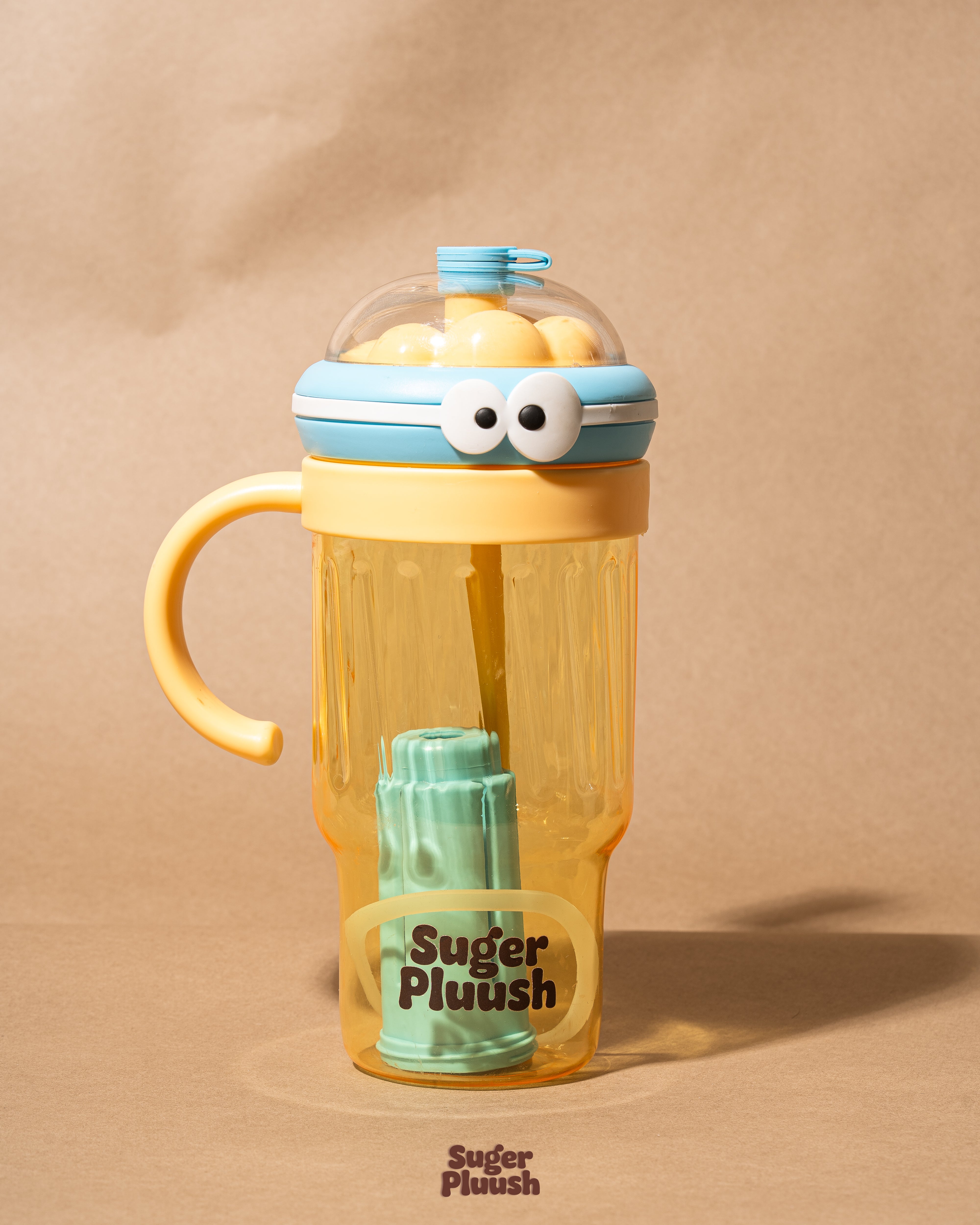 Kawaii Eye Water Bottle with Straw & Handle